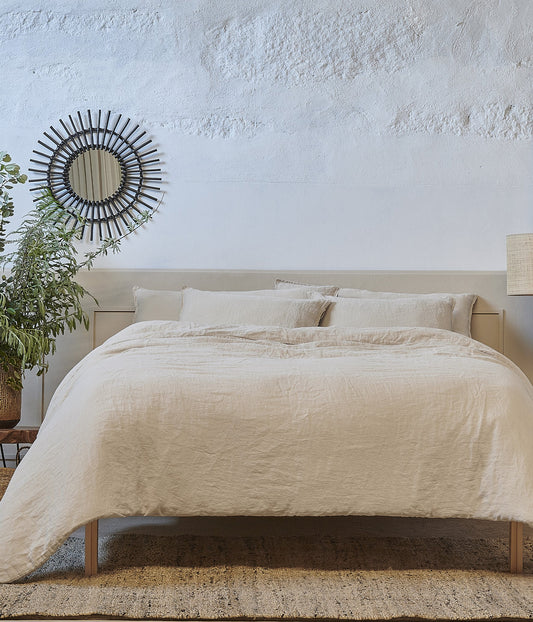 Beige lino Funda nórdica