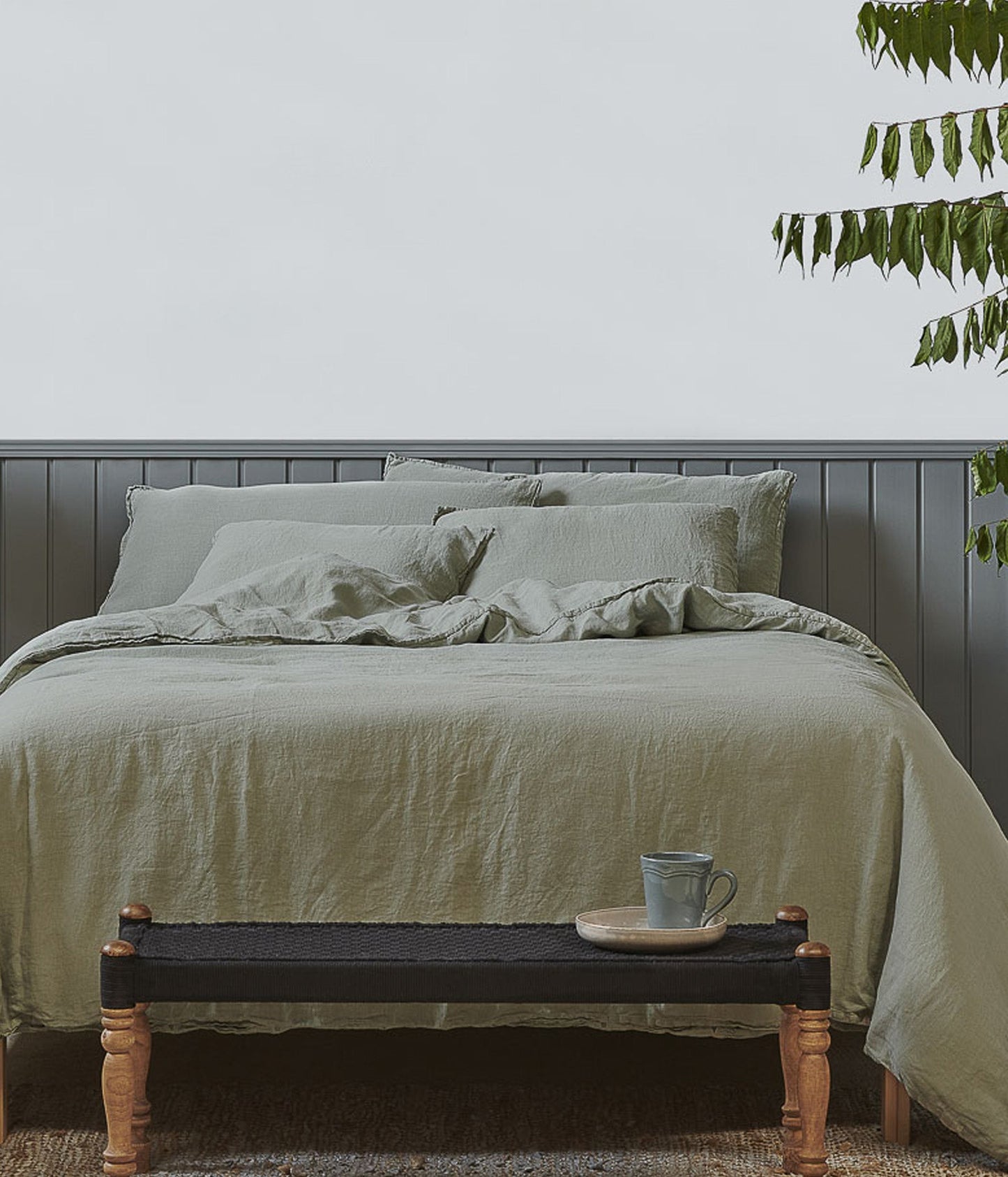 Verde lino Funda nórdica